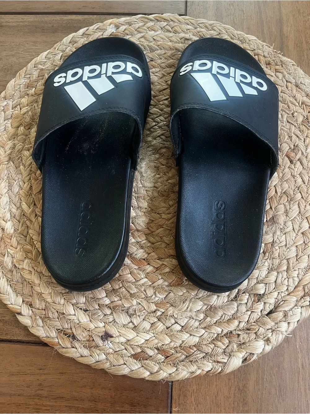adidas upper slides black